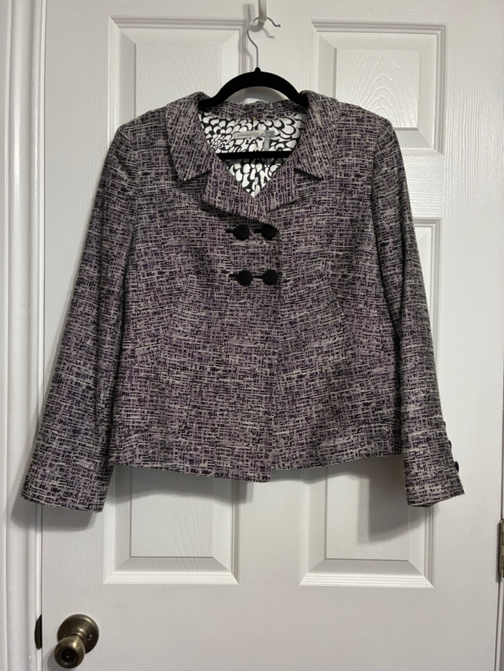 Classiques Entier grey Textured Tweed Double-Breasted Jacket